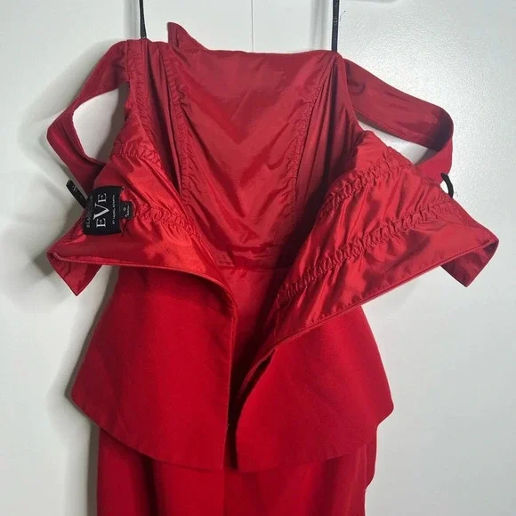 Black Halo Eve- La Reina Gown red dress - off shoulder- size 0 - RTR - Picture 7 of 10